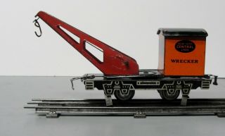 Marx Train 1934 - 1935 Crane Car 550 With Lifts Very Rare Lithograph Base [387]