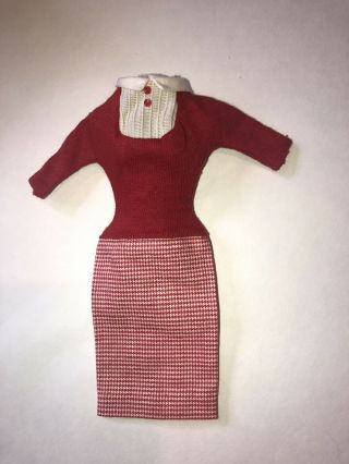 Vintage 1965 Career Barbie Student Teacher 1622 Rare Red Dress Clothes Gingham