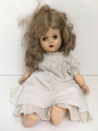 Pretty Vintage Plaything 24 " Composition & Cloth Baby Doll With Curly Ringlets