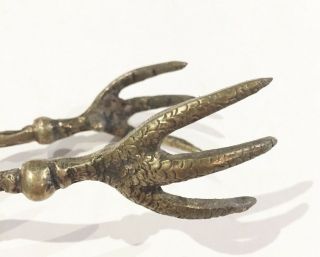 ANTIQUE ITALIAN MONTAGNANI Brass Tongs Ice Serving ORNATE BIRD CLAW vtg scissor 3