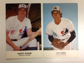 Rare 1970 Rusty Staub Postcards Montreal Expos With Hal Dues