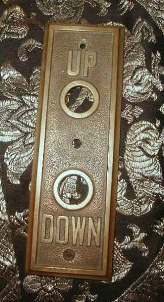 Antique Brass Elevator Button Plate Up Down Heavy And