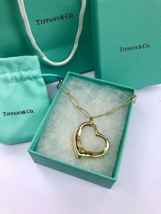 Tiffany & Co.  Elsa Peretti - Large 18k Open Heart Pendant Necklace - Very Rare