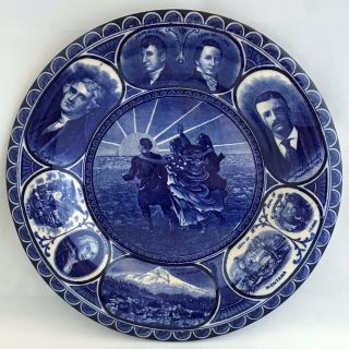 Antique 1905 Flow Blue Lewis & Clark Expedition Centennial Plate Staffordshire