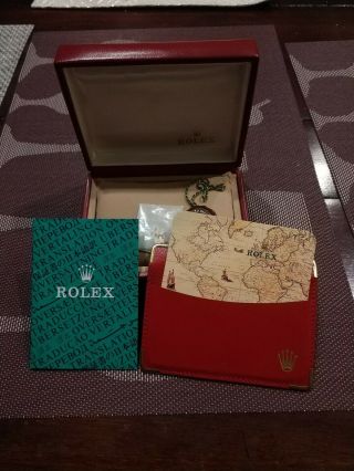 RARE Vintage Rolex Oyster Perpetual Red Leather Case Documents & Box 3
