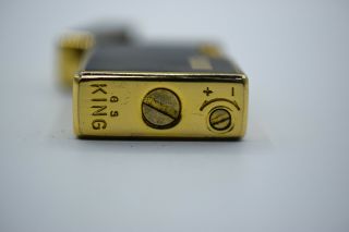 GS King Gas Lighter Cigarette Butane Japan Stainless Steel Vintage Gold Rare 3