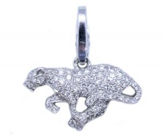 Cartier Paris 18 Kt White Gold Panther Pendant With 1.  35 Cts Diamonds Very Rare