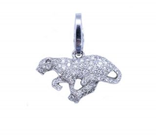 CARTIER PARIS 18 KT WHITE GOLD PANTHER PENDANT WITH 1.  35 Cts DIAMONDS VERY RARE 3