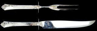 Oneida Damask Rose Sterling Silver Handle Carving Knife And Fork A9745