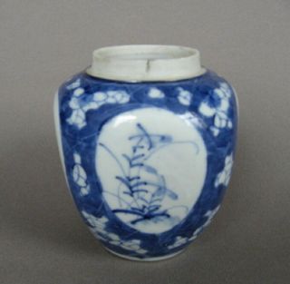 A Small Oriental blue and white porcelain cracked ice jar 2