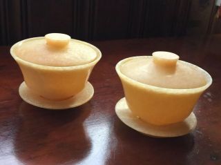 Alabaster Bowls With Lids And Underplates