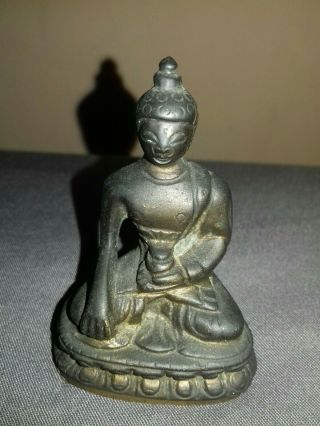 Vintage Chinese Brass? Black Metal Buddha Buddhist Statue Figure Ornament