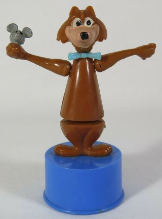 Rare 1960s Kohner Hanna - Barbera Jinx The Cat Plastic Push Puppet Toy
