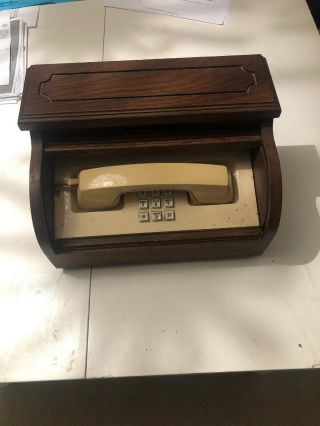 Rare Vintage Western Electric Roll Top Teak Wood Stowaway Touchtone Phone
