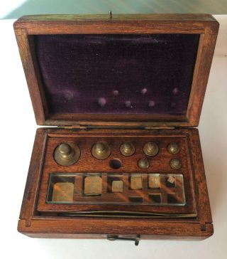 Antique Apothecary Pharmacy Laboratory Scientific Brass Weight Set Circa 1920