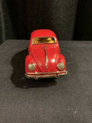 Rare 9.  0 1960s Ko Made In Japan Vw Beetle Crank Wind Up Tin Toy
