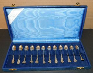 Set Of 12 Vintage Silver Demitasse Spoons W/flowers Gerardus Schoorl Amsterdam