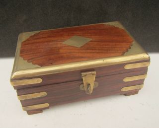 Vintage Rosewood & Brass Small Wooden Box