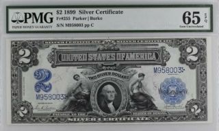 1899 $2 Silver Certificate Pmg 65 Epq Gem Unc Rare Fr.  255 Parker - Burke