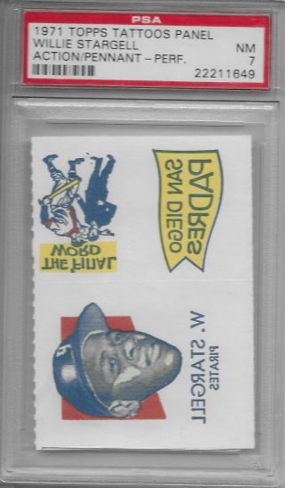 1971 Topps Tattoos Panels Action/pennant Willie Stargell Psa 7 Nm Pirates Rare