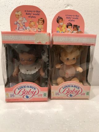 2 Love - A - Bye Baby Dolls Hasbro 1987 In Boxes With Combs & Bottles