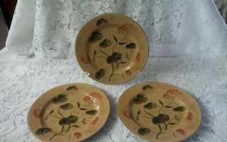 Set Of 3 - - 222 Fifth Asian Antique Salad Dessert Plates 8 " Stoneware