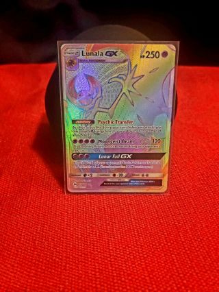 Lunala Gx 153/149 Rainbow Secret Rare Holo Full Art Pokemon Card