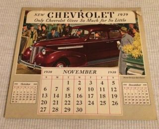 Antique 1938 & 1939 Chevrolet Dealer Advertising Calendar