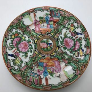 Antique Rose Medallion Round Plate Hand Painted Marked China 6 "