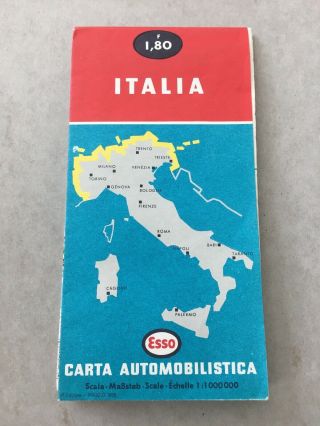 1965 Italia Esso Touring Service Map Brochure Booklet Vintage Rare Travel Italy