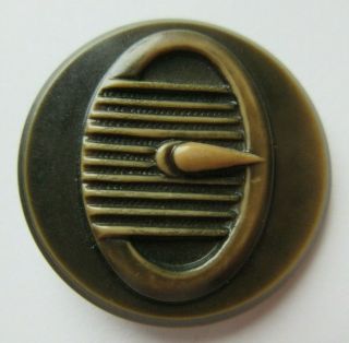 Fantastic Large Antique Vtg Celluloid Picture Button Belt Buckle 1 - 3/8 " (s)