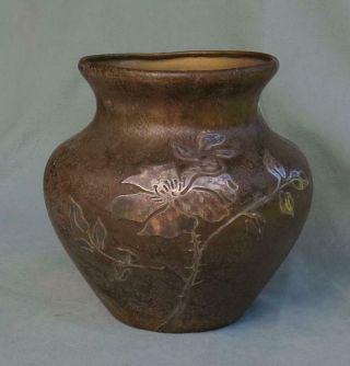 Antique Heintz Arts & Crafts Sterling On Bronze Vase -