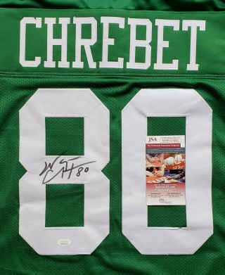 Rare Wayne Chrebet Signed Auto Green York Jets Xl Jersey Jsa Witnessed