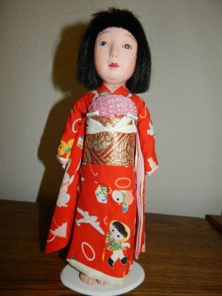 Rare Antique Japanese Ichimatsu Gofun Friendship Doll With Note From End Of Wwii