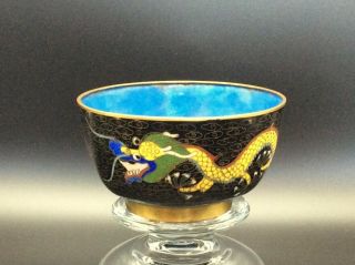 Fine Antique Chinese Cloisonne Dragon Bowl (b)