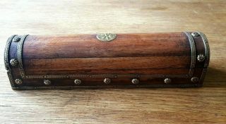 Quality Antique Asian Wood And Brass Pen Box