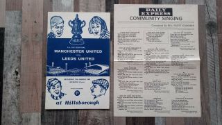 Man Utd V Leeds Utd Fa Cup Semi Final Match Programme & Rare Song Sheet 1965