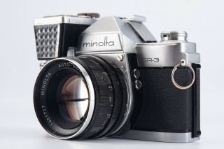 Minolta Sr - 3 35mm Slr Film Camera With Rokkor Pf 55mm F/1.  8 Lens & Rare Meter V8