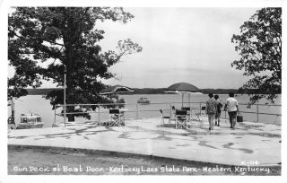 Lake State Park Kentucky Sun Deck Boat Dock Real Photo Antique Postcard K27391