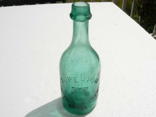 Antique Bottle Twitchell Philada Iron Pontil Ip Mineral Water Soda Green Pa