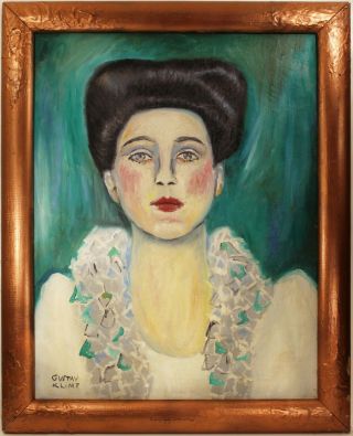 Gustav Klimt Signed,  Rare,  Oil Painting On Canvas