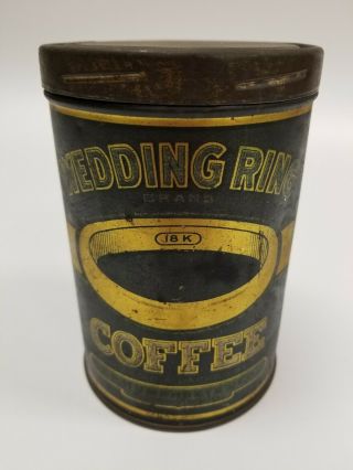 Rare Vintage Wedding Ring 1 Lb Advertising Coffee Tin Humphreys Bloomington,  Il