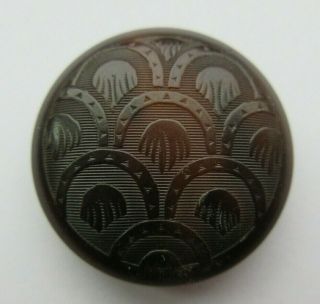 Wonderful Antique Vtg Carved Vegetable Ivory Button Art Deco Design 7/8 " (b)