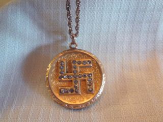 Fabulous Antique Victorian Gold Filled Locket With Good Luck Symbol & Stones