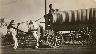 1900’s Antique Horse Drawn Water Wagon Photograph Photo Snapshot