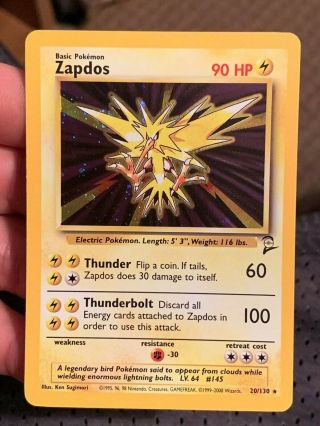 Pokemon Card Zapdos 20/130 Black Star Rare Holo Vg - Nm