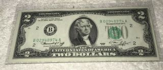 Lucky 1976 (york B) Uncirculated Two Dollar Bill Crisp $2 Note 60,  Rare New’