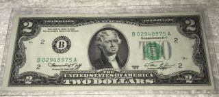 Lucky 1976 (york B) Uncirculated Two Dollar Bill Crisp $2 Note 60,  Rare New:
