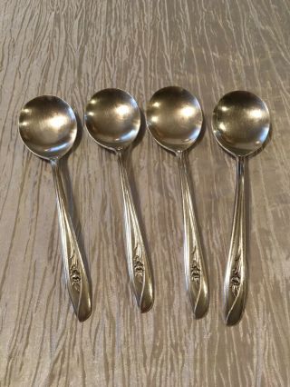 International Silver Vintage 1956 Silver Tulip Gumbo Silver Plate Soup Spoons