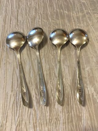 International Silver Vintage 1956 Silver Tulip Gumbo Silver Plate Soup Spoons 2